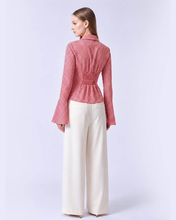 CHARLOTTE Gingham Tailored Top