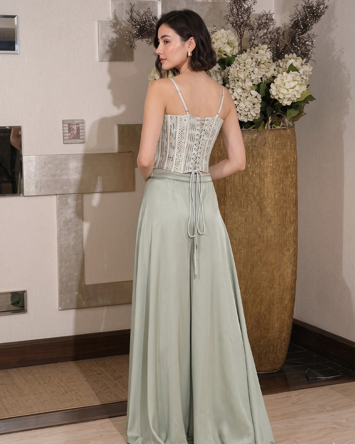 Kalki, Slim Fit Indo western Sharara set (Pista Green)