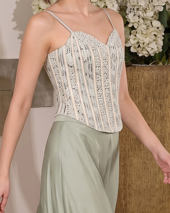 Kalki, Slim Fit Indo western Sharara set (Pista Green)
