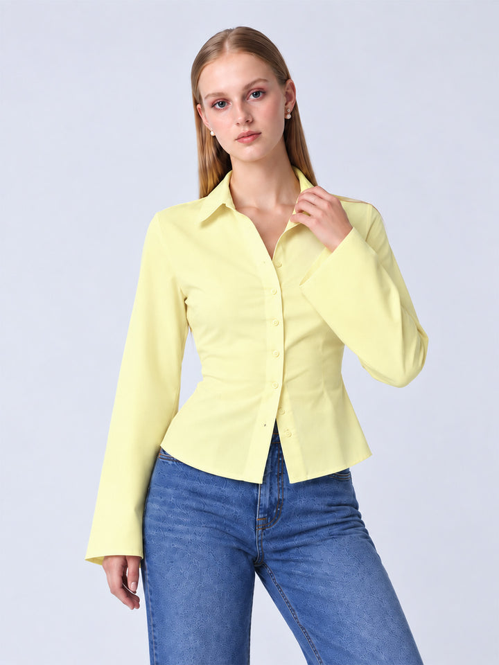 ZAYN Fitted Tie-Back Shirt Butter Yellow