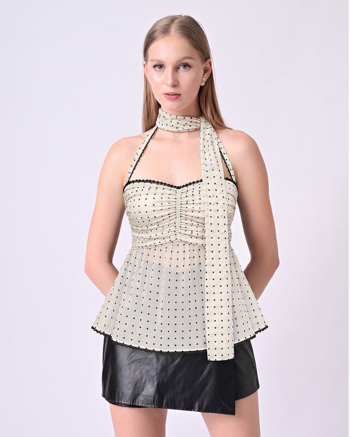 RUELLA IVORY POLKA DOT CAMI TOP