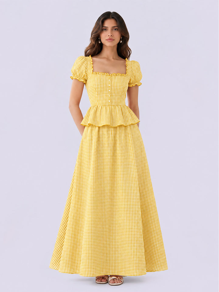 LUNABELLE Gingham Co-ord Set – Yellow