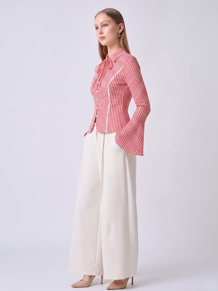 CHARLOTTE Gingham Tailored Top