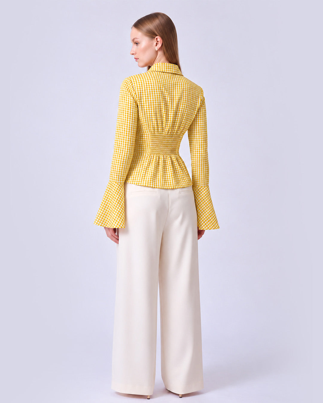 CHARLOTTE Yellow Gingham Tailored Top