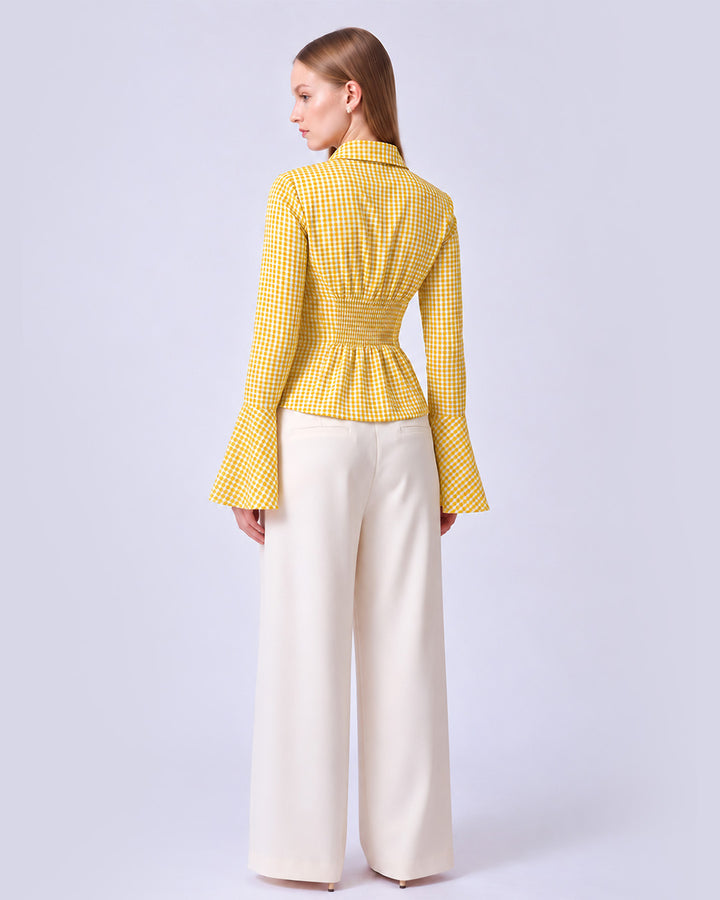 CHARLOTTE Yellow Gingham Tailored Top