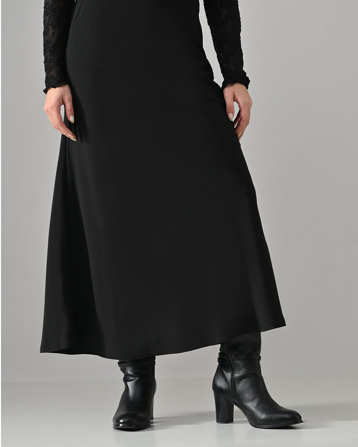 AUGUST BLACK A-LINE LONG SKIRT (BLACK)