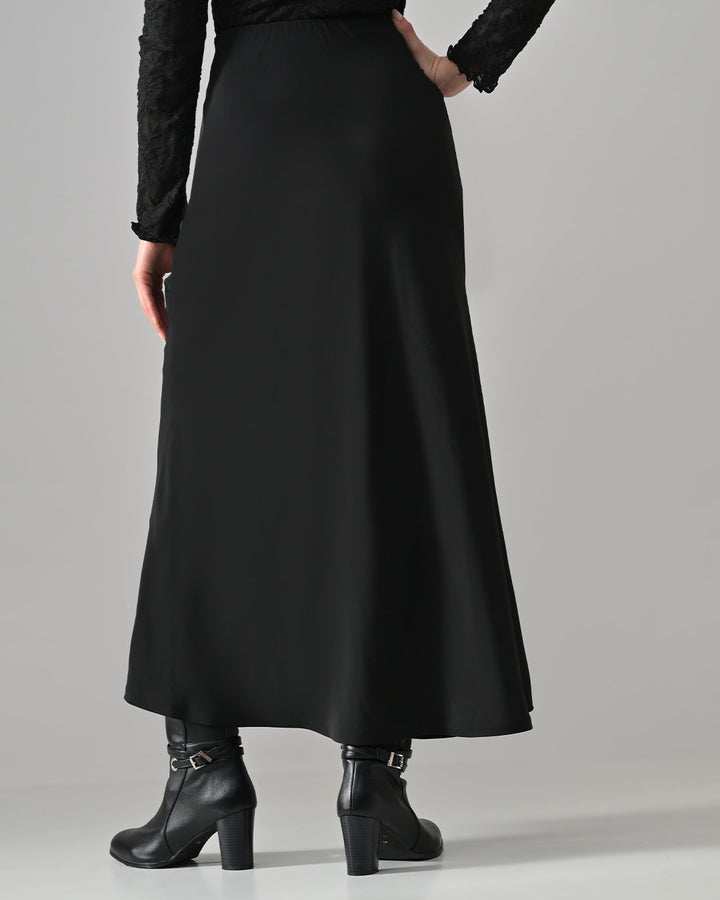 AUGUST BLACK A-LINE LONG SKIRT (BLACK)