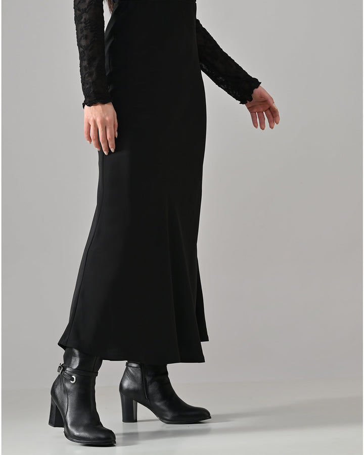 AUGUST BLACK A-LINE LONG SKIRT (BLACK)