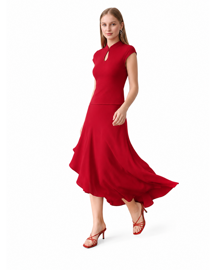 KATHERINE Red Asymmetrical Co-ord Set