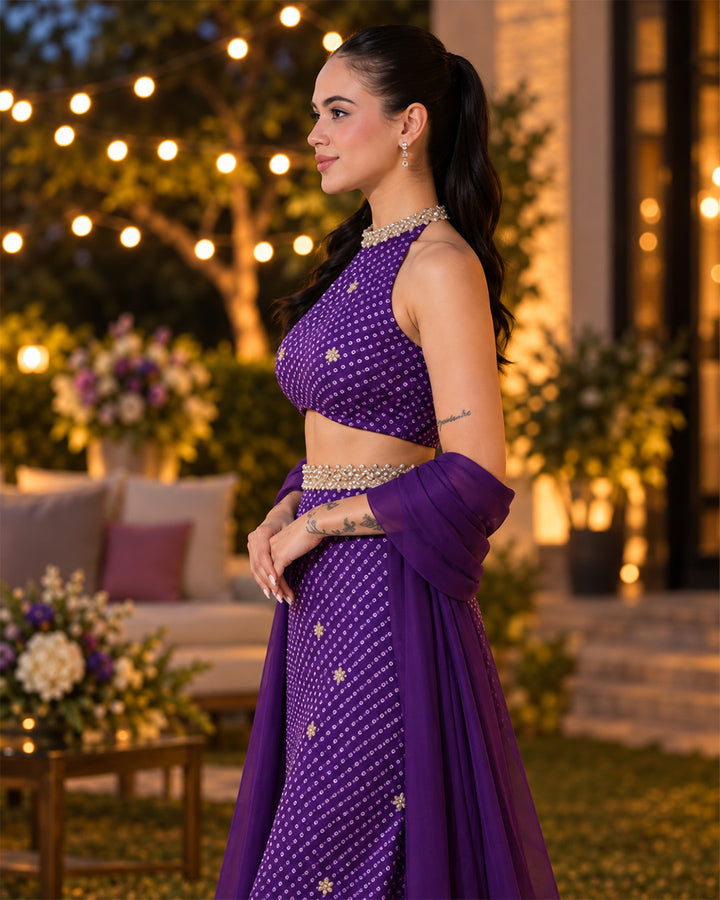 Valeriya Ultra Violet Crepe Lehenga Set
