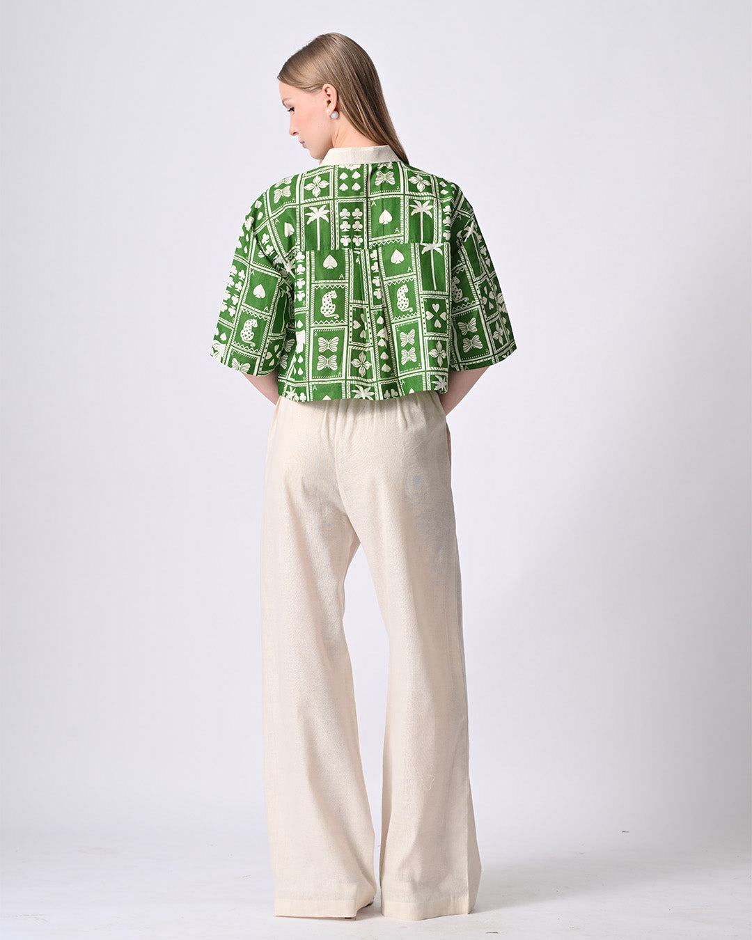 MOSS PRINTED CROP SHIRT (Green)