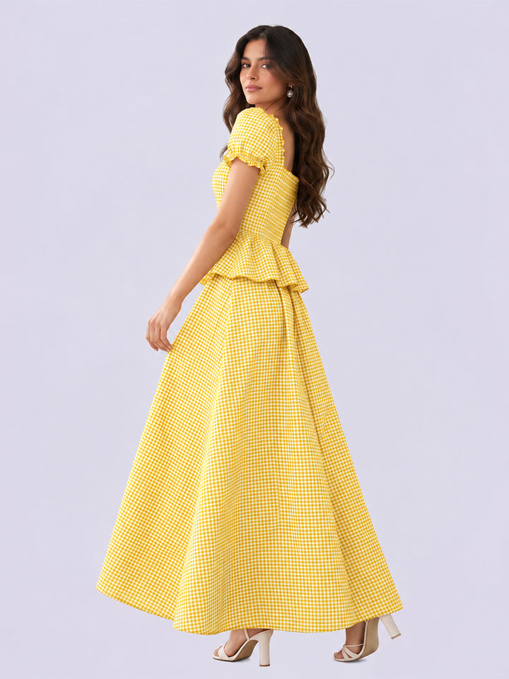 LUNABELLE Gingham Co-ord Set – Yellow