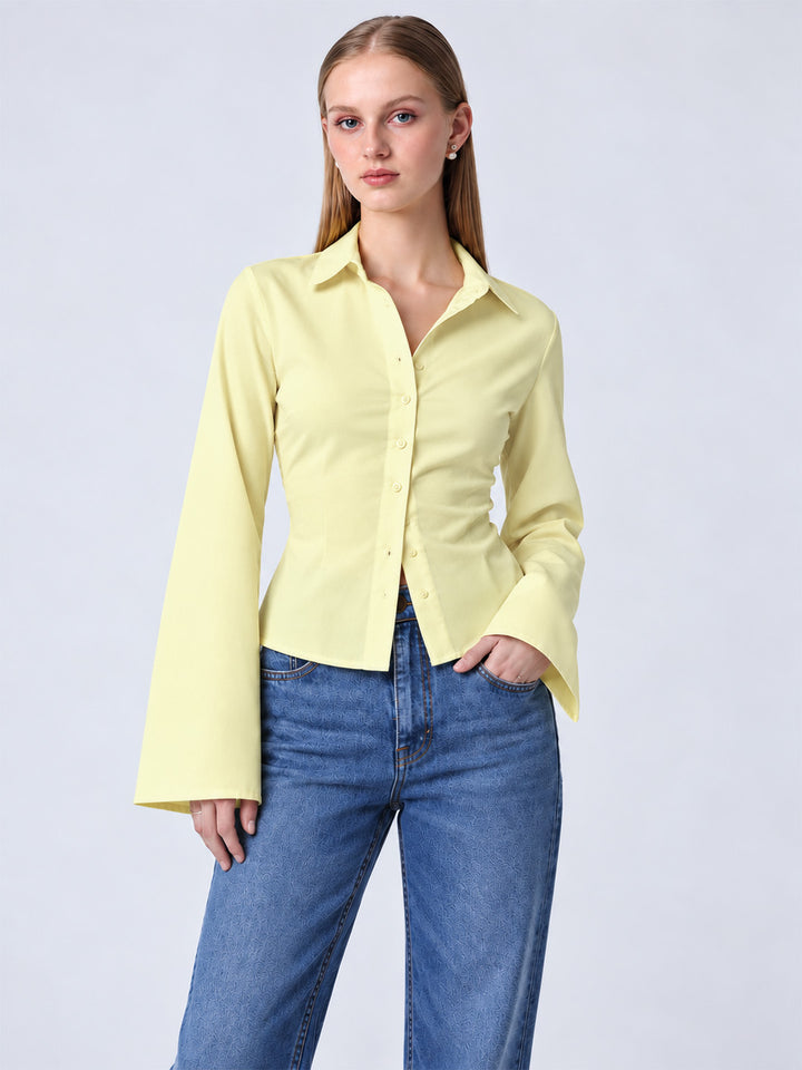 ZAYN Fitted Tie-Back Shirt Butter Yellow