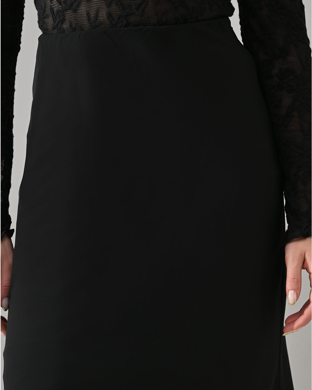 AUGUST BLACK A-LINE LONG SKIRT (BLACK)