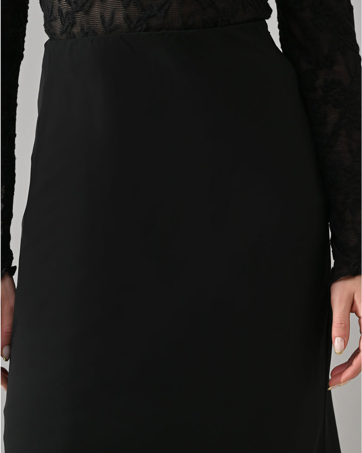 AUGUST BLACK A-LINE LONG SKIRT (BLACK)