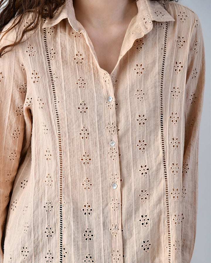 Rebecca Schiffli Casual Shirt (Beige)