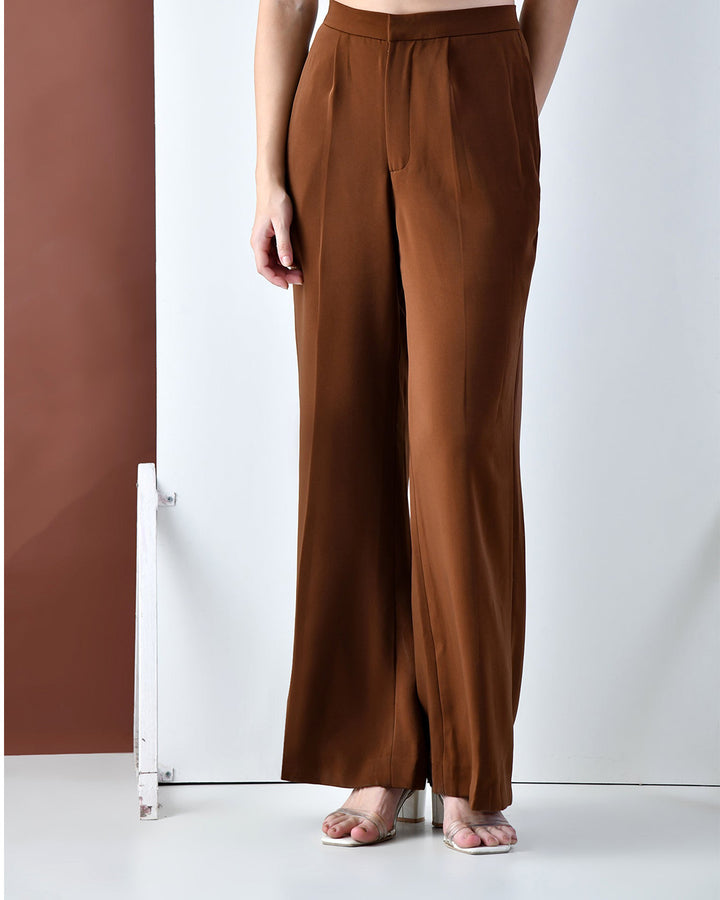Opal Italian Crepe Trousers (Brown)
