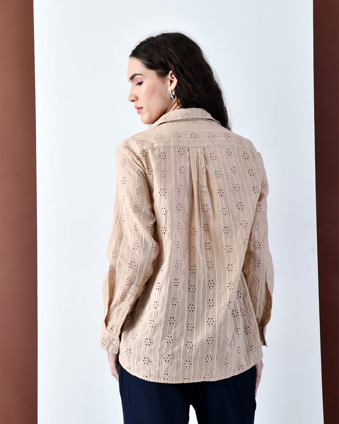Rebecca Schiffli Casual Shirt (Beige)