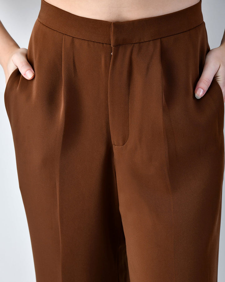Opal Italian Crepe Trousers (Brown)