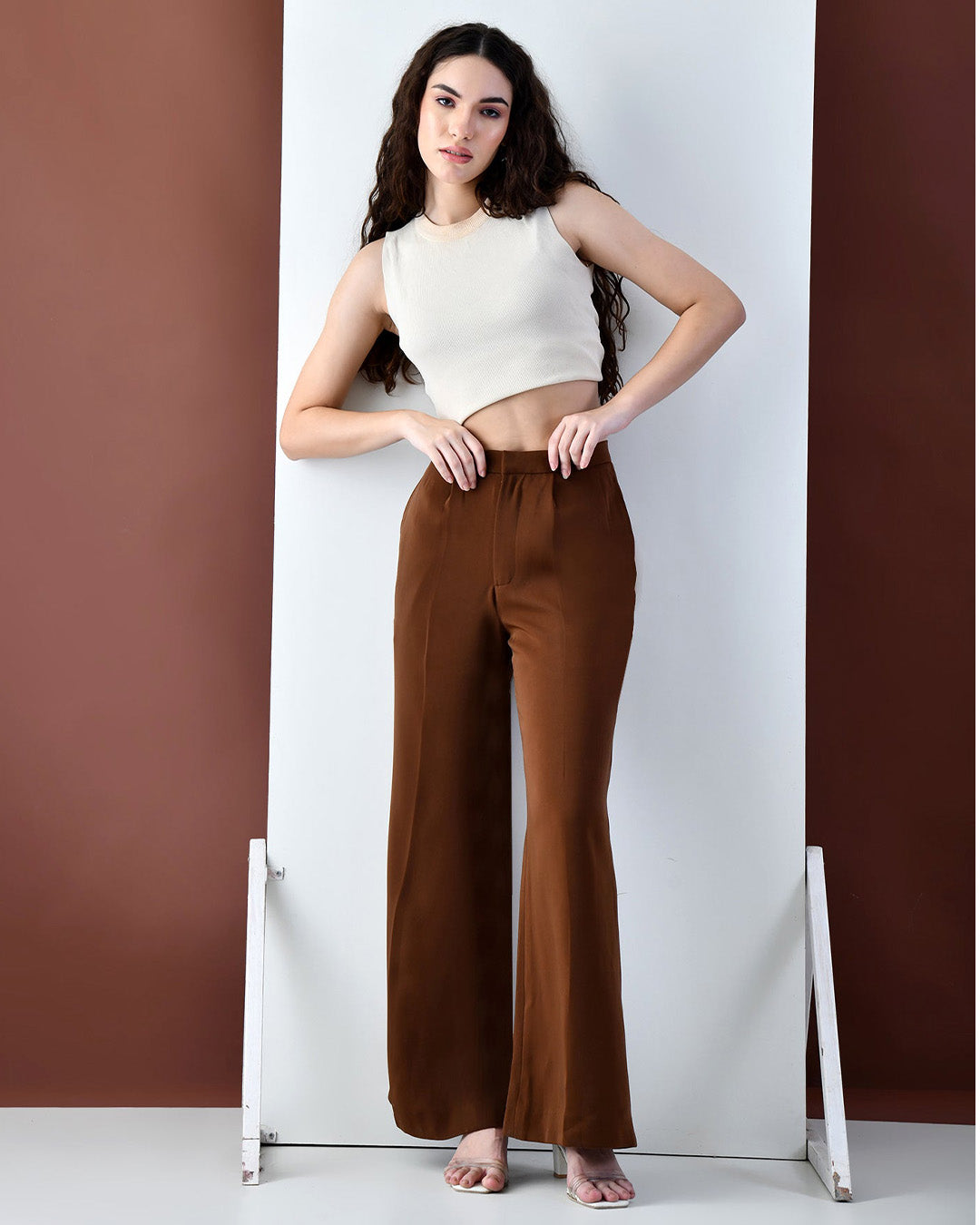 Opal Italian Crepe Trousers (Brown)