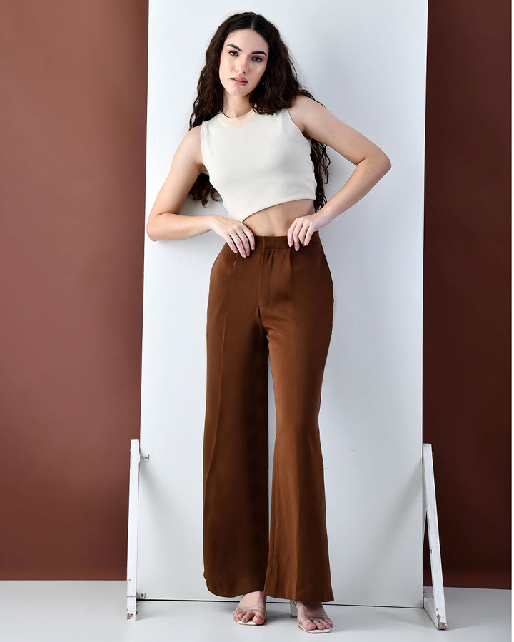 Opal Italian Crepe Trousers (Brown)