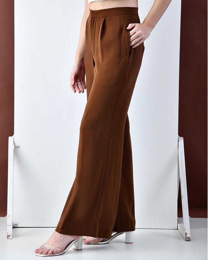 Opal Italian Crepe Trousers (Brown)