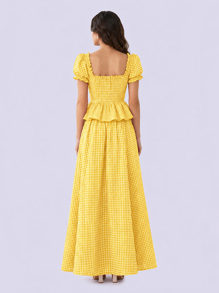 LUNABELLE Gingham Co-ord Set – Yellow