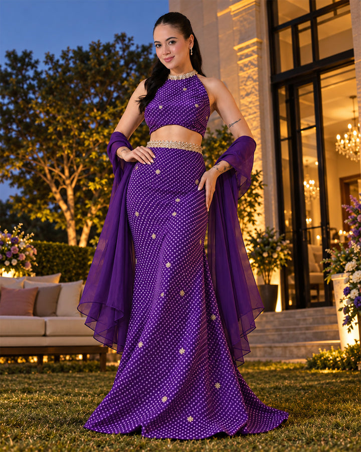 Valeriya Ultra Violet Crepe Lehenga Set