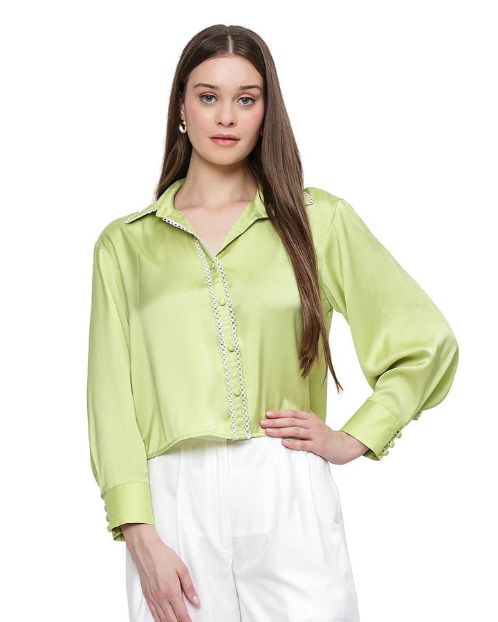 RIRI, Satin Shirt Only (Lime Green)