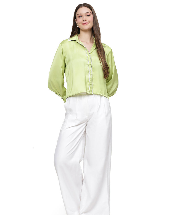RIRI, Satin Shirt Only (Lime Green)