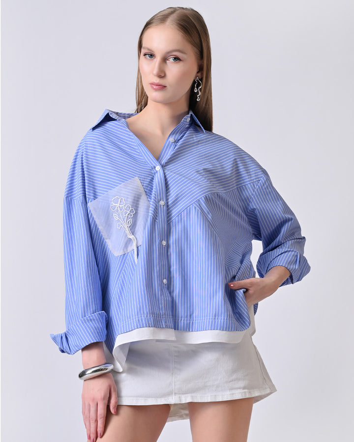 TAYLOR OVERSIZED STRIPED SHIRT (Blue)