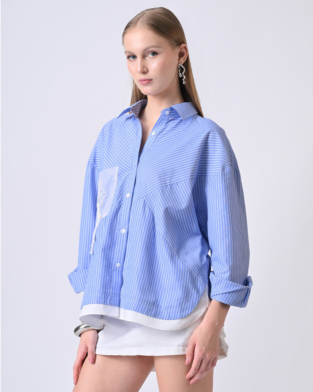 TAYLOR OVERSIZED STRIPED SHIRT (Blue)