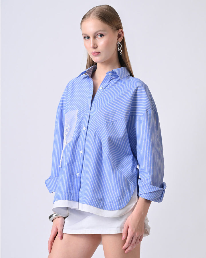 TAYLOR OVERSIZED STRIPED SHIRT (Blue)