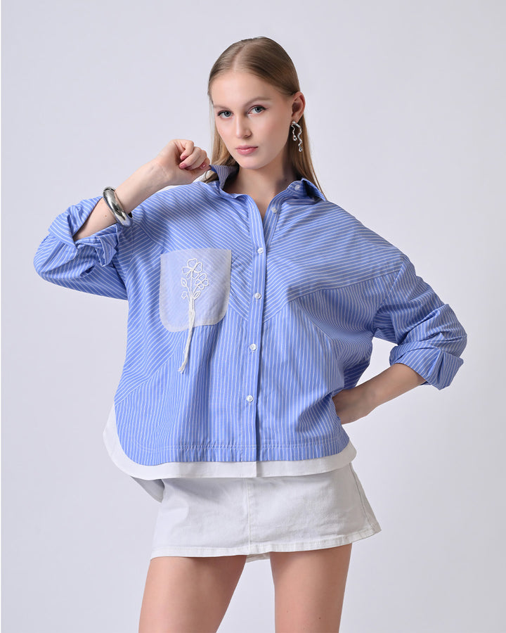 TAYLOR OVERSIZED STRIPED SHIRT (Blue)