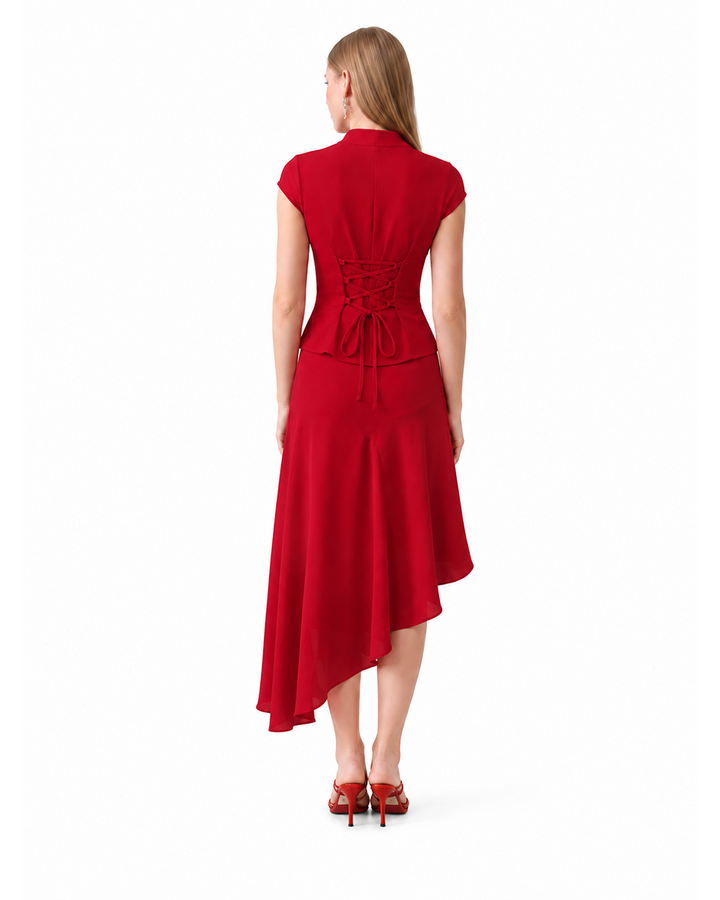 KATHERINE Red Asymmetrical Co-ord Set