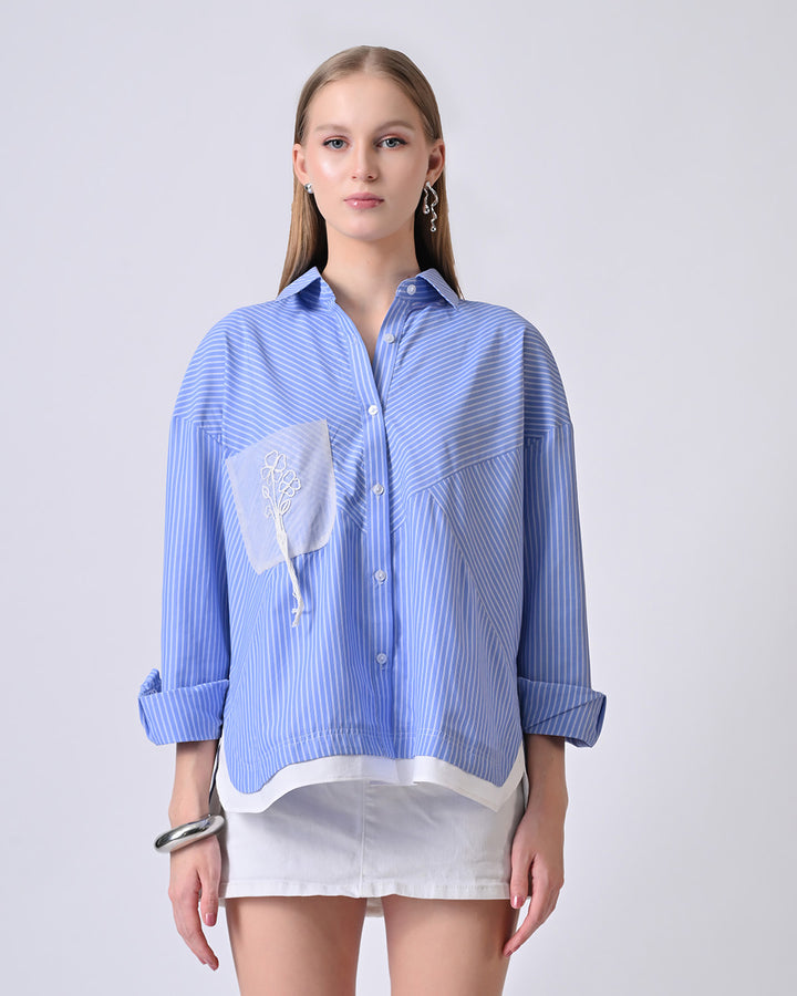 TAYLOR OVERSIZED STRIPED SHIRT (Blue)