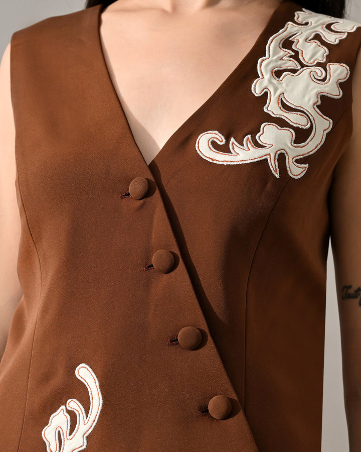 Eira Brown Crepe Co-ord Set (Brown)