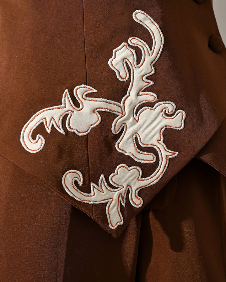 Eira Brown Crepe Co-ord Set (Brown)