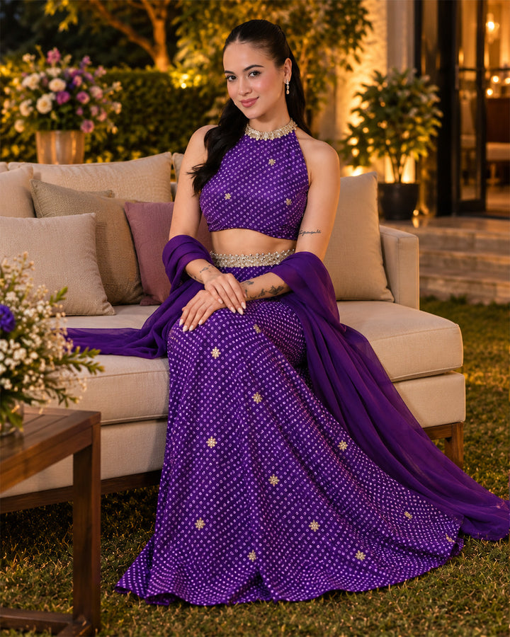 Valeriya Ultra Violet Crepe Lehenga Set