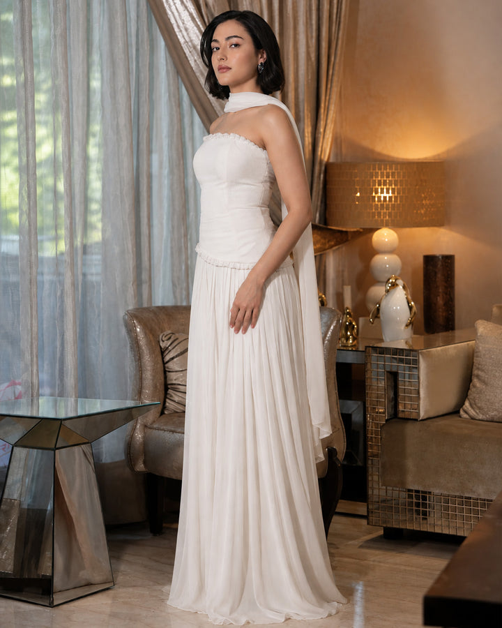Mae Indo-Western Skirt Set (White)