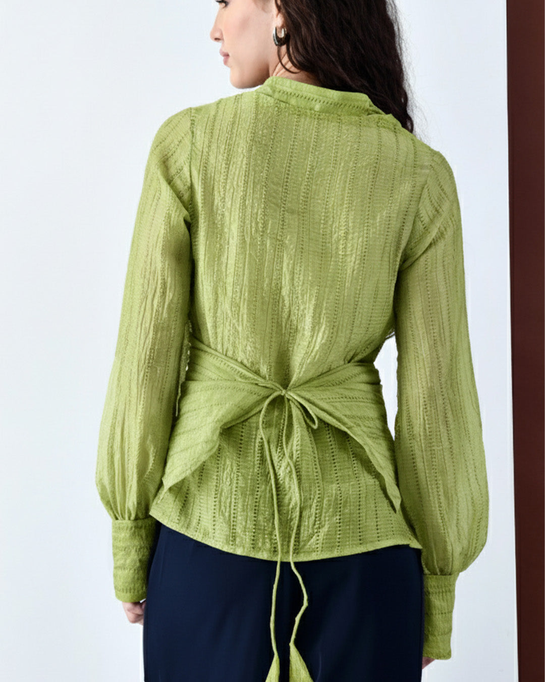 Pixie Wrap Textured Shirt (Lime)