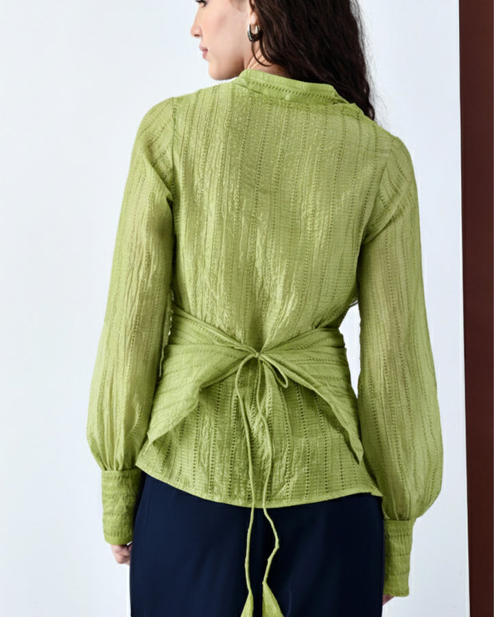 Pixie Wrap Textured Shirt (Lime)