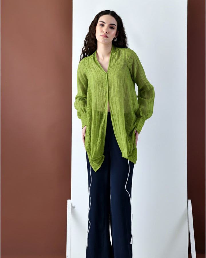 Pixie Wrap Textured Shirt (Lime)