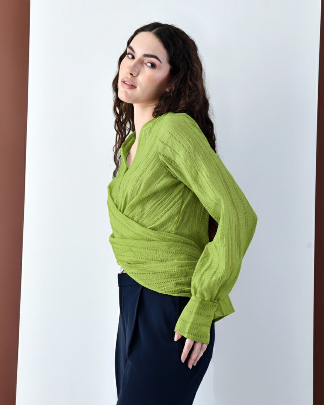 Pixie Wrap Textured Shirt (Lime)