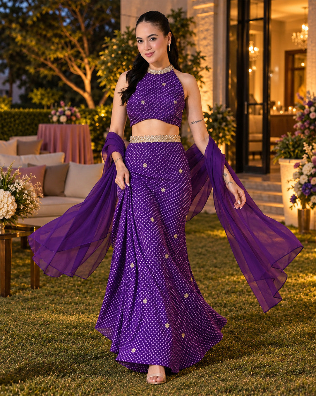 Valeriya Ultra Violet Crepe Lehenga Set