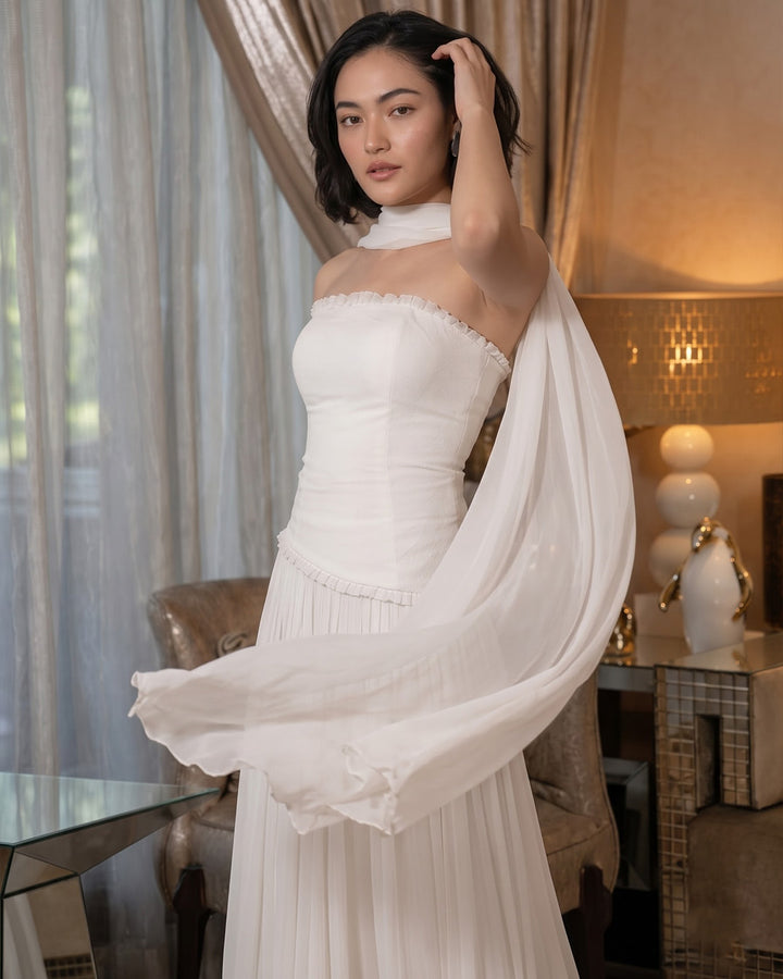Mae Indo-Western Skirt Set (White)