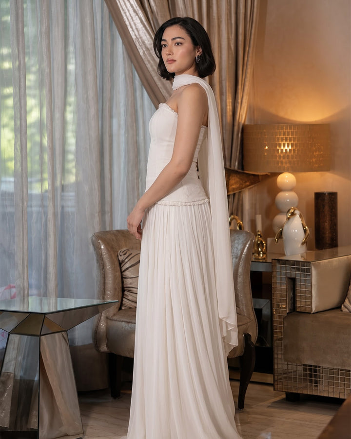 Mae Indo-Western Skirt Set (White)