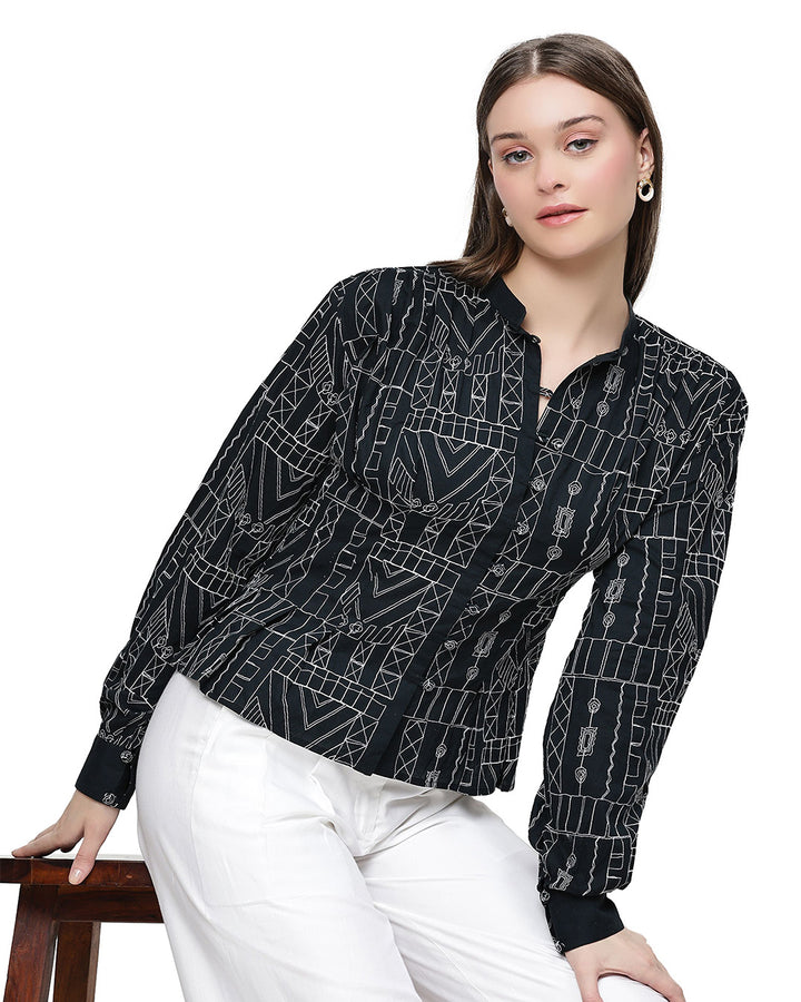 Ragel, Cotton Western Wear Shirt Only (Black)