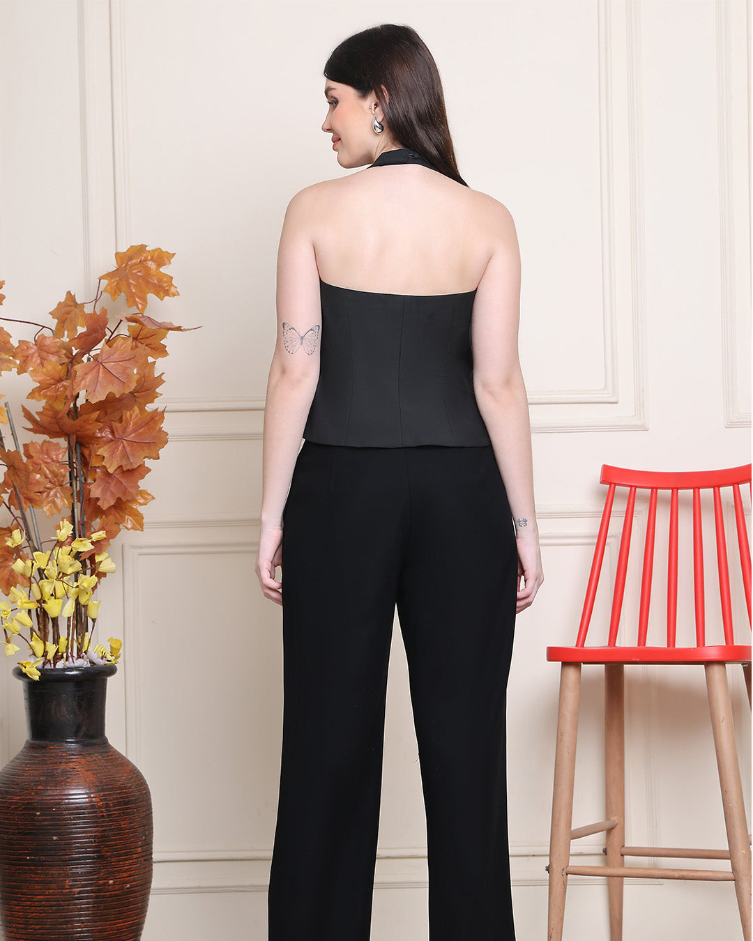 Sage, Slim Fit Twill western wear top (Black)