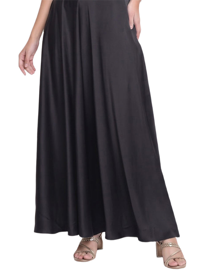 SAMAIRA, Tailored Fit Satin Western Wear Dress (Black)